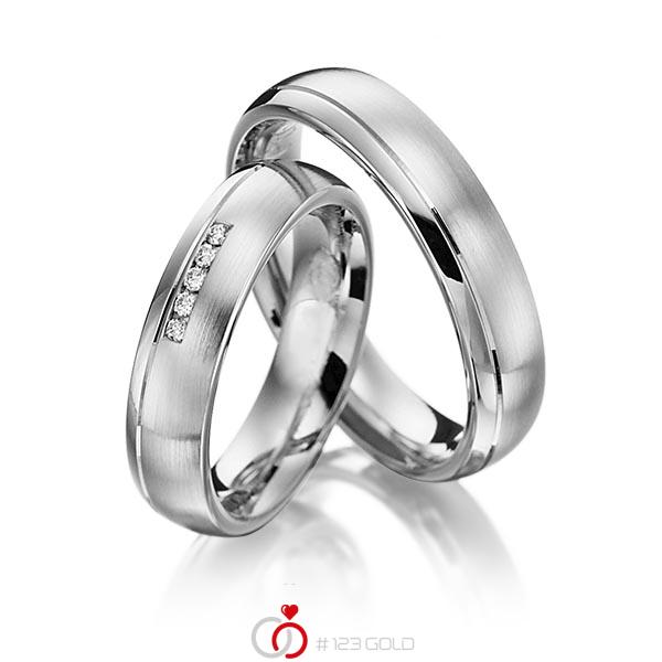 Paar klassische Trauringe/Eheringe in Graugold 585 mit zus. 0,05 ct. Brillant tw, si von Steinberg - Q-1236-4 Paar klassische Trauringe/Eheringe in Graugold 585 mit zus. 0,05 ct. Brillant tw, si von Steinberg - Q-1236-4