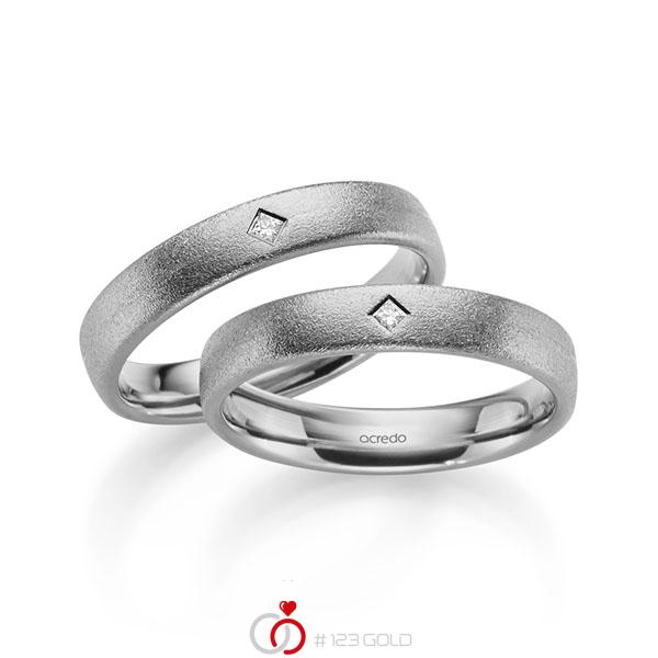 Paar klassische Trauringe/Eheringe in Graugold 585 mit zus. 0,05 ct. Prinzess-Diamant tw, si von acredo - A-2184-8 Paar klassische Trauringe/Eheringe in Graugold 585 mit zus. 0,05 ct. Prinzess-Diamant tw, si von acredo - A-2184-8