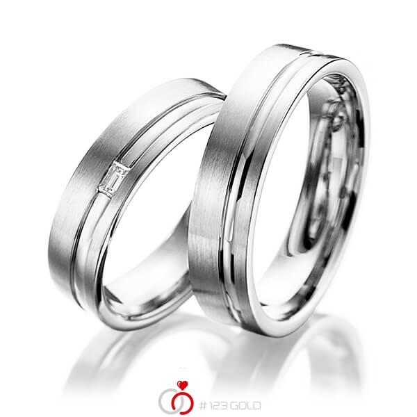 Paar klassische Trauringe/Eheringe in Graugold 585 mit zus. 0,06 ct. Baguette-Diamant tw, vs von 123gold - Y-1104-3 Paar klassische Trauringe/Eheringe in Graugold 585 mit zus. 0,06 ct. Baguette-Diamant tw, vs von 123gold - Y-1104-3