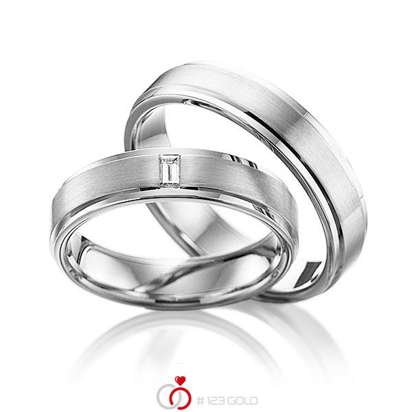 Paar klassische Trauringe/Eheringe in Graugold 585 mit zus. 0,06 ct. Baguette-Diamant tw, vs von 123gold - Y-1107-3 Paar klassische Trauringe/Eheringe in Graugold 585 mit zus. 0,06 ct. Baguette-Diamant tw, vs von 123gold - Y-1107-3