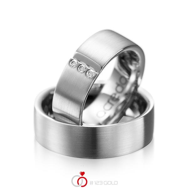 Paar klassische Trauringe/Eheringe in Graugold 585 mit zus. 0,06 ct. Brillant tw, si von acredo - A-1068-4 Paar klassische Trauringe/Eheringe in Graugold 585 mit zus. 0,06 ct. Brillant tw, si von acredo - A-1068-4