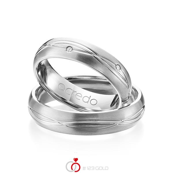 Paar klassische Trauringe/Eheringe in Graugold 585 mit zus. 0,06 ct. Brillant tw, si von acredo - A-1158-8 Paar klassische Trauringe/Eheringe in Graugold 585 mit zus. 0,06 ct. Brillant tw, si von acredo - A-1158-8