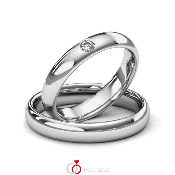 Paar klassische Trauringe/Eheringe in Graugold 585 mit zus. 0,06 ct. Brillant tw, si von Merii - M-1212-2 Paar klassische Trauringe/Eheringe in Graugold 585 mit zus. 0,06 ct. Brillant tw, si von Merii - M-1212-2