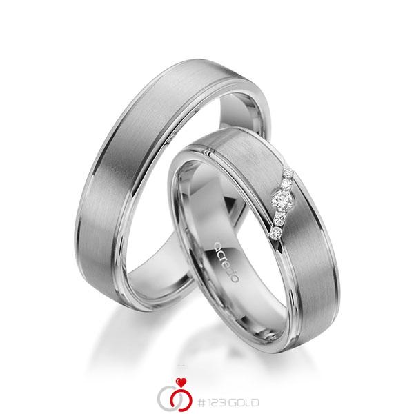 Paar klassische Trauringe/Eheringe in Graugold 585 mit zus. 0,072 ct. Brillant tw, si von acredo - A-1949-8 Paar klassische Trauringe/Eheringe in Graugold 585 mit zus. 0,072 ct. Brillant tw, si von acredo - A-1949-8