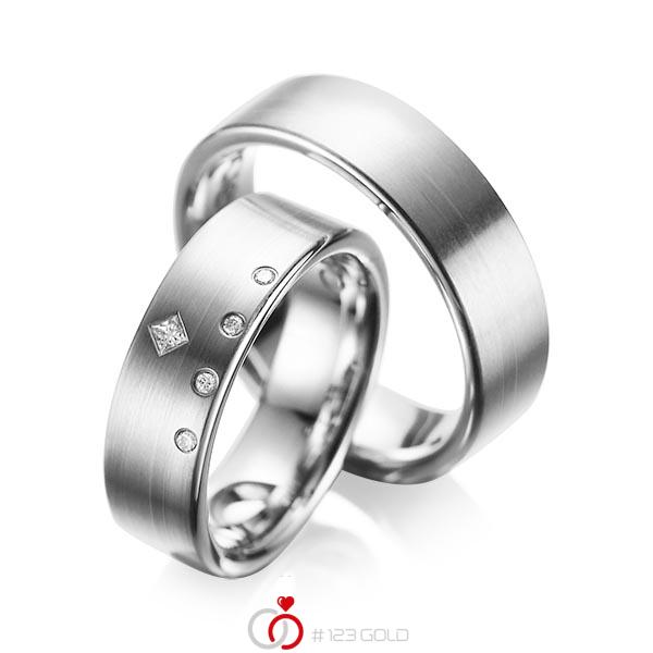 Paar klassische Trauringe/Eheringe in Graugold 585 mit zus. 0,07 ct. Brillant & Prinzess-Diamant tw, si tw, vs von acredo - A-1038-2 Paar klassische Trauringe/Eheringe in Graugold 585 mit zus. 0,07 ct. Brillant & Prinzess-Diamant tw, si tw, vs von acredo - A-1038-2
