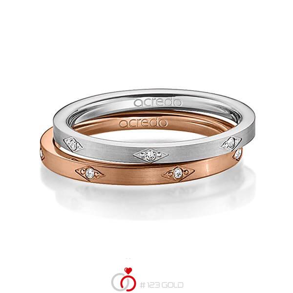Paar klassische Trauringe/Eheringe in Graugold 585 mit zus. 0,07 ct. Brillant tw, si von acredo - A-1388-10 Paar klassische Trauringe/Eheringe in Graugold 585 mit zus. 0,07 ct. Brillant tw, si von acredo - A-1388-10