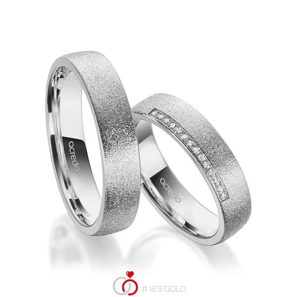 Paar klassische Trauringe/Eheringe in Graugold 585 mit zus. 0,07 ct. Brillant tw, si von acredo - A-1958-5 Paar klassische Trauringe/Eheringe in Graugold 585 mit zus. 0,07 ct. Brillant tw, si von acredo - A-1958-5