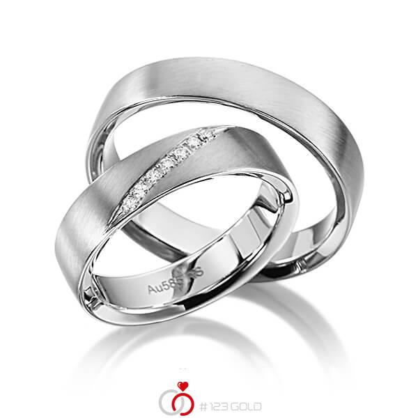 Paar klassische Trauringe/Eheringe in Graugold 585 mit zus. 0,07 ct. Brillant tw, si von acredo - S-1129-5 Paar klassische Trauringe/Eheringe in Graugold 585 mit zus. 0,07 ct. Brillant tw, si von acredo - S-1129-5