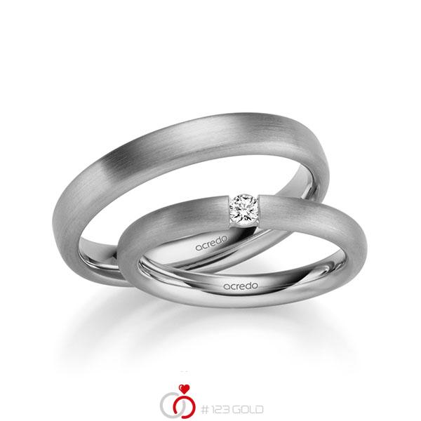 Paar klassische Trauringe/Eheringe in Graugold 585 mit zus. 0,08 ct. Brillant tw, si von acredo - A-1051-11 Paar klassische Trauringe/Eheringe in Graugold 585 mit zus. 0,08 ct. Brillant tw, si von acredo - A-1051-11