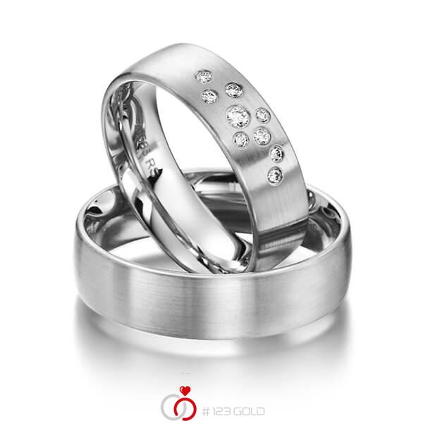 Paar klassische Trauringe/Eheringe in Graugold 585 mit zus. 0,114 ct. Brillant tw, si von acredo - S-1121-5 Paar klassische Trauringe/Eheringe in Graugold 585 mit zus. 0,114 ct. Brillant tw, si von acredo - S-1121-5
