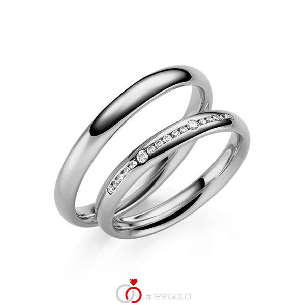 Paar klassische Trauringe/Eheringe in Graugold 585 mit zus. 0,115 ct. Brillant tw, si von 123gold - Y-1437-5 Paar klassische Trauringe/Eheringe in Graugold 585 mit zus. 0,115 ct. Brillant tw, si von 123gold - Y-1437-5