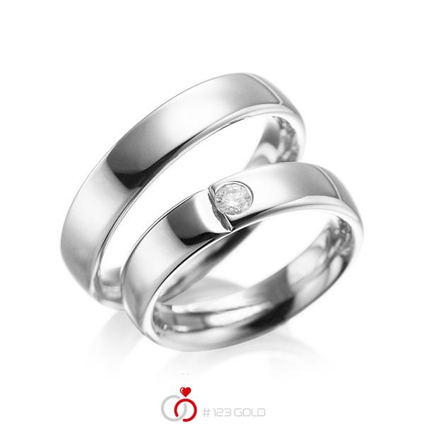 Paar klassische Trauringe/Eheringe in Graugold 585 mit zus. 0,12 ct. Brillant tw, si von acredo - A-1027-4 Paar klassische Trauringe/Eheringe in Graugold 585 mit zus. 0,12 ct. Brillant tw, si von acredo - A-1027-4