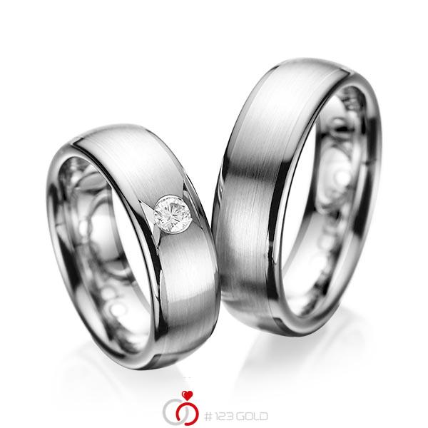 Paar klassische Trauringe/Eheringe in Graugold 585 mit zus. 0,15 ct. Brillant tw, si von acredo - A-1065-11 Paar klassische Trauringe/Eheringe in Graugold 585 mit zus. 0,15 ct. Brillant tw, si von acredo - A-1065-11