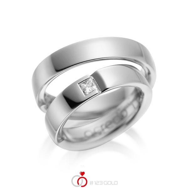 Paar klassische Trauringe/Eheringe in Graugold 585 mit zus. 0,15 ct. Prinzess-Diamant tw, si von acredo - A-1029-4 Paar klassische Trauringe/Eheringe in Graugold 585 mit zus. 0,15 ct. Prinzess-Diamant tw, si von acredo - A-1029-4