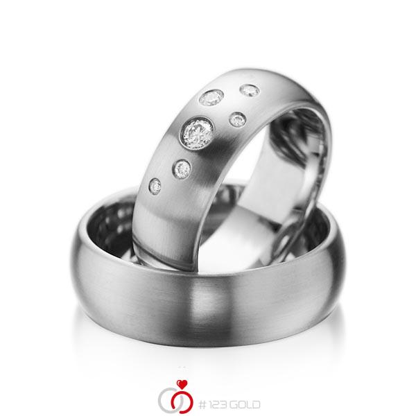 Paar klassische Trauringe/Eheringe in Graugold 585 mit zus. 0,16 ct. Brillant tw, si von acredo - A-1015-4 Paar klassische Trauringe/Eheringe in Graugold 585 mit zus. 0,16 ct. Brillant tw, si von acredo - A-1015-4
