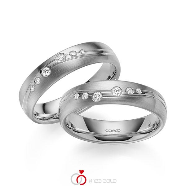Paar klassische Trauringe/Eheringe in Graugold 585 mit zus. 0,18 ct. Brillant tw, si von acredo - A-2179-2 Paar klassische Trauringe/Eheringe in Graugold 585 mit zus. 0,18 ct. Brillant tw, si von acredo - A-2179-2