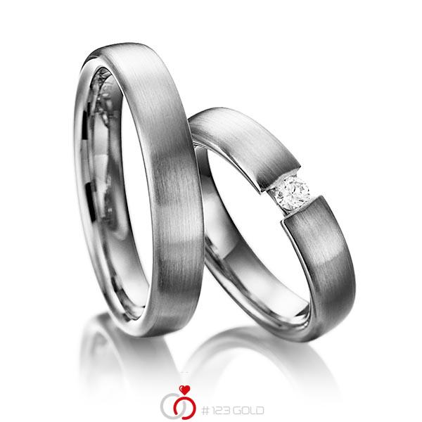 Paar klassische Trauringe/Eheringe in Graugold 585 mit zus. 0,1 ct. Brillant tw, si von 123gold - Y-1103-3 Paar klassische Trauringe/Eheringe in Graugold 585 mit zus. 0,1 ct. Brillant tw, si von 123gold - Y-1103-3