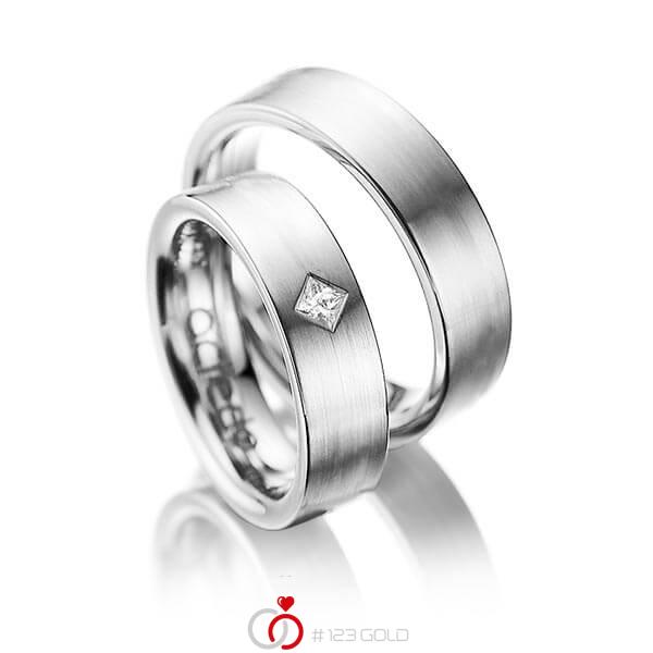 Paar klassische Trauringe/Eheringe in Graugold 585 mit zus. 0,1 ct. Prinzess-Diamant tw, si von acredo - A-1020-2 Paar klassische Trauringe/Eheringe in Graugold 585 mit zus. 0,1 ct. Prinzess-Diamant tw, si von acredo - A-1020-2