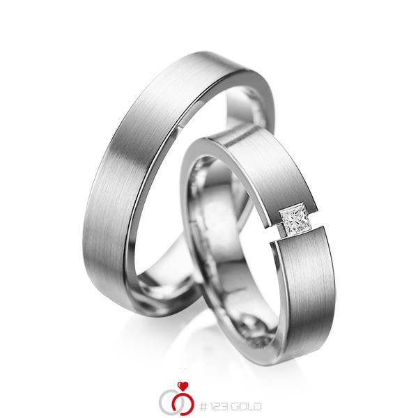 Paar klassische Trauringe/Eheringe in Graugold 585 mit zus. 0,1 ct. Prinzess-Diamant tw, si von acredo - A-1041-7 Paar klassische Trauringe/Eheringe in Graugold 585 mit zus. 0,1 ct. Prinzess-Diamant tw, si von acredo - A-1041-7