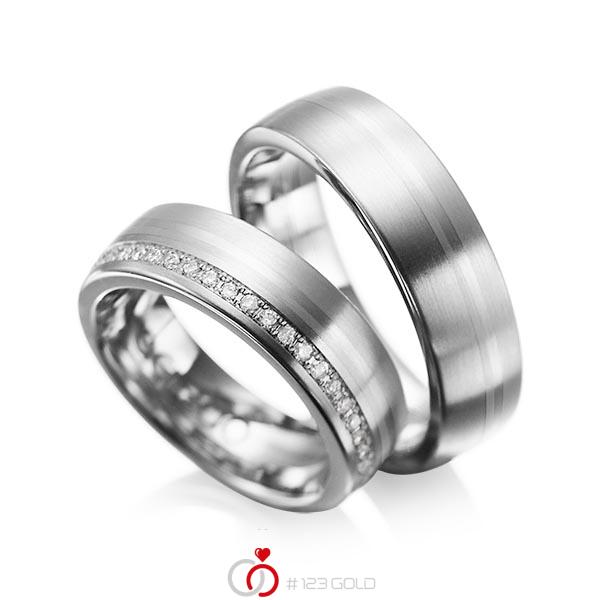 Paar klassische Trauringe/Eheringe in Graugold 585 mit zus. 0,216 ct. Brillant tw, si von acredo - A-1030-2 Paar klassische Trauringe/Eheringe in Graugold 585 mit zus. 0,216 ct. Brillant tw, si von acredo - A-1030-2