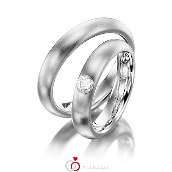 Paar klassische Trauringe/Eheringe in Graugold 585 mit zus. 0,22 ct. Brillant tw, si von Steinberg - Q-1234-4 Paar klassische Trauringe/Eheringe in Graugold 585 mit zus. 0,22 ct. Brillant tw, si von Steinberg - Q-1234-4