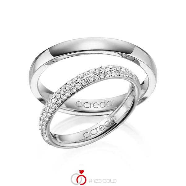 Paar klassische Trauringe/Eheringe in Graugold 585 mit zus. 0,38 ct. Brillant tw, si von acredo - A-1381-4 Paar klassische Trauringe/Eheringe in Graugold 585 mit zus. 0,38 ct. Brillant tw, si von acredo - A-1381-4