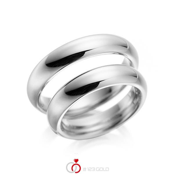 Paar klassische Trauringe/Eheringe in Graugold 585 von acredo - A-1079-6 Paar klassische Trauringe/Eheringe in Graugold 585 von acredo - A-1079-6
