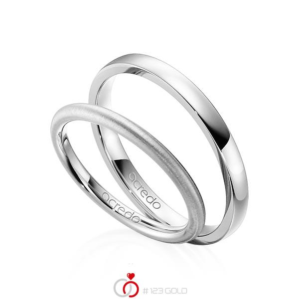 Paar klassische Trauringe/Eheringe in Graugold 585 von acredo - A-1382-7 Paar klassische Trauringe/Eheringe in Graugold 585 von acredo - A-1382-7