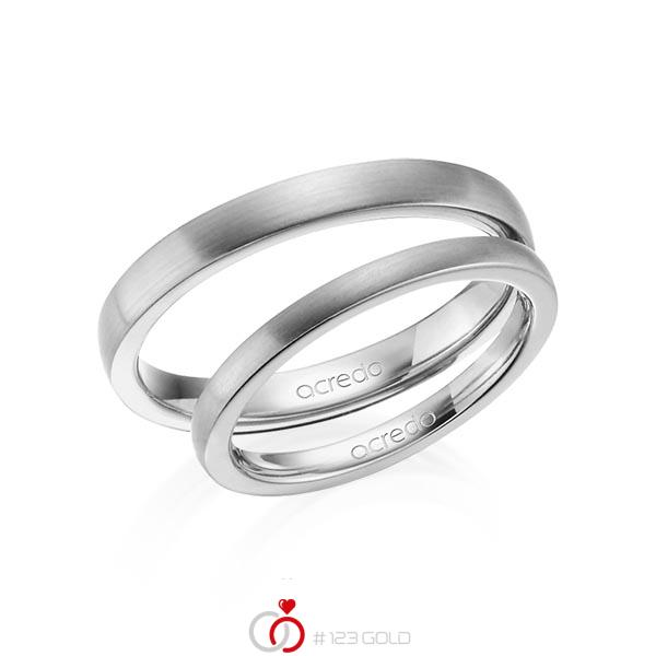 Paar klassische Trauringe/Eheringe in Graugold 585 von acredo - A-1406-4 Paar klassische Trauringe/Eheringe in Graugold 585 von acredo - A-1406-4