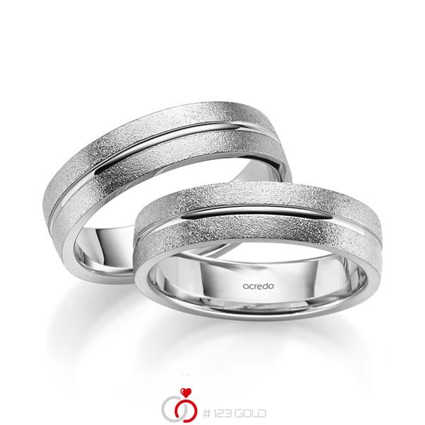 Paar klassische Trauringe/Eheringe in Graugold 585 von acredo - A-2187-9 Paar klassische Trauringe/Eheringe in Graugold 585 von acredo - A-2187-9