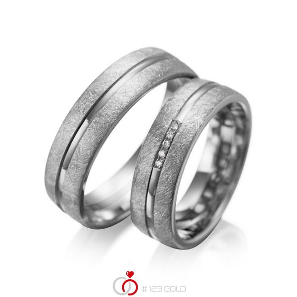 Paar klassische Trauringe/Eheringe in Graugold dunkel 585 mit zus. 0,025 ct. Brillant tw, si von acredo - A-1007-12 Paar klassische Trauringe/Eheringe in Graugold dunkel 585 mit zus. 0,025 ct. Brillant tw, si von acredo - A-1007-12