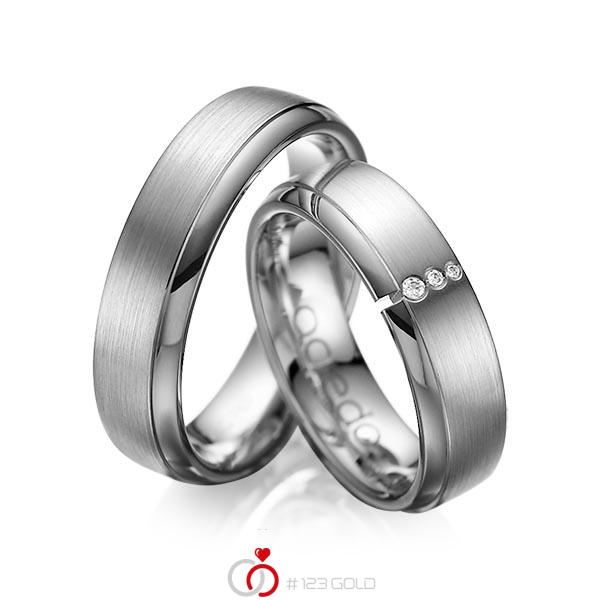 Paar klassische Trauringe/Eheringe in Graugold dunkel 585 mit zus. 0,03 ct. Brillant tw, si von acredo - A-1067-11 Paar klassische Trauringe/Eheringe in Graugold dunkel 585 mit zus. 0,03 ct. Brillant tw, si von acredo - A-1067-11