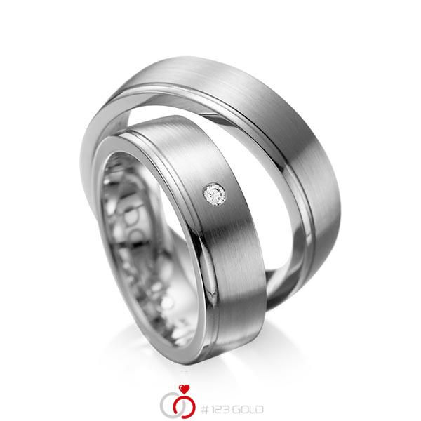Paar klassische Trauringe/Eheringe in Graugold dunkel 585 mit zus. 0,03 ct. Brillant tw, si von acredo - A-1095-5 Paar klassische Trauringe/Eheringe in Graugold dunkel 585 mit zus. 0,03 ct. Brillant tw, si von acredo - A-1095-5