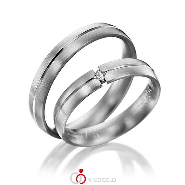 Paar klassische Trauringe/Eheringe in Graugold dunkel 585 mit zus. 0,03 ct. Prinzess-Diamant tw, si von 123gold - Y-1036-10 Paar klassische Trauringe/Eheringe in Graugold dunkel 585 mit zus. 0,03 ct. Prinzess-Diamant tw, si von 123gold - Y-1036-10