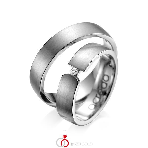 Paar klassische Trauringe/Eheringe in Graugold dunkel 585 mit zus. 0,04 ct. Brillant tw, si von acredo - A-1069-6 Paar klassische Trauringe/Eheringe in Graugold dunkel 585 mit zus. 0,04 ct. Brillant tw, si von acredo - A-1069-6