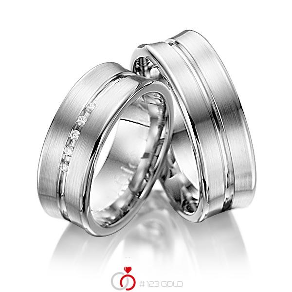 Paar klassische Trauringe/Eheringe in Graugold dunkel 585 mit zus. 0,05 ct. Brillant tw, si von 123gold - Y-1006-25 Paar klassische Trauringe/Eheringe in Graugold dunkel 585 mit zus. 0,05 ct. Brillant tw, si von 123gold - Y-1006-25