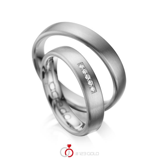 Paar klassische Trauringe/Eheringe in Graugold dunkel 585 mit zus. 0,05 ct. Brillant tw, si von acredo - A-1052-2 Paar klassische Trauringe/Eheringe in Graugold dunkel 585 mit zus. 0,05 ct. Brillant tw, si von acredo - A-1052-2