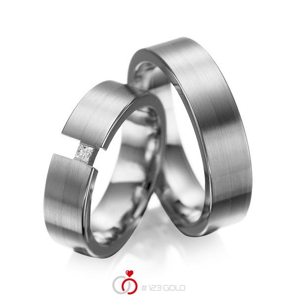 Paar klassische Trauringe/Eheringe in Graugold dunkel 585 mit zus. 0,05 ct. Prinzess-Diamant tw, si von acredo - A-1025-14 Paar klassische Trauringe/Eheringe in Graugold dunkel 585 mit zus. 0,05 ct. Prinzess-Diamant tw, si von acredo - A-1025-14