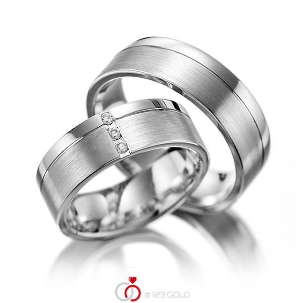 Paar klassische Trauringe/Eheringe in Graugold dunkel 585 mit zus. 0,06 ct. Brillant tw, si von Steinberg - Q-1243-3 Paar klassische Trauringe/Eheringe in Graugold dunkel 585 mit zus. 0,06 ct. Brillant tw, si von Steinberg - Q-1243-3