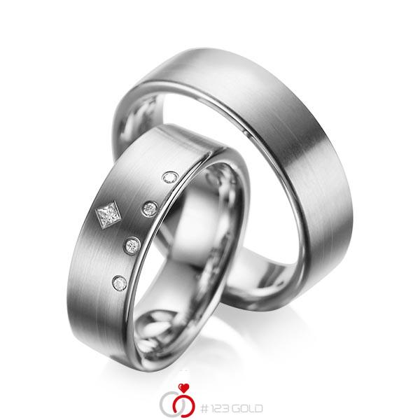 Paar klassische Trauringe/Eheringe in Graugold dunkel 585 mit zus. 0,07 ct. Brillant & Prinzess-Diamant tw, si tw, vs von acredo - A-1038-6 Paar klassische Trauringe/Eheringe in Graugold dunkel 585 mit zus. 0,07 ct. Brillant & Prinzess-Diamant tw, si tw, vs von acredo - A-1038-6