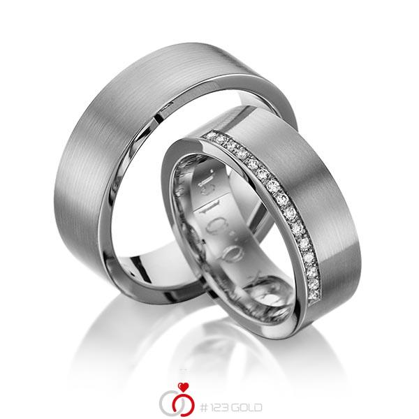 Paar klassische Trauringe/Eheringe in Graugold dunkel 585 mit zus. 0,15 ct. Brillant tw, si von 123gold - Y-1039-6 Paar klassische Trauringe/Eheringe in Graugold dunkel 585 mit zus. 0,15 ct. Brillant tw, si von 123gold - Y-1039-6