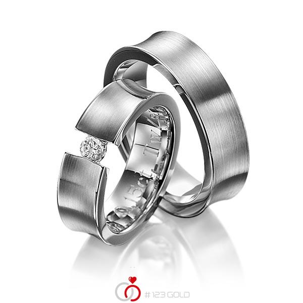 Paar klassische Trauringe/Eheringe in Graugold dunkel 585 mit zus. 0,15 ct. Brillant tw, si von 123gold - Y-1128-3 Paar klassische Trauringe/Eheringe in Graugold dunkel 585 mit zus. 0,15 ct. Brillant tw, si von 123gold - Y-1128-3