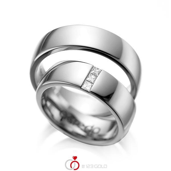 Paar klassische Trauringe/Eheringe in Graugold dunkel 585 mit zus. 0,15 ct. Prinzess-Diamant tw, si von acredo - A-1056-2 Paar klassische Trauringe/Eheringe in Graugold dunkel 585 mit zus. 0,15 ct. Prinzess-Diamant tw, si von acredo - A-1056-2