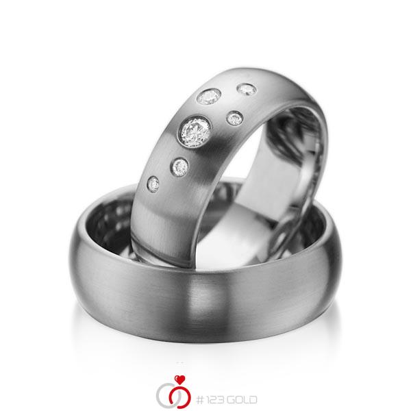 Paar klassische Trauringe/Eheringe in Graugold dunkel 585 mit zus. 0,16 ct. Brillant tw, si von acredo - A-1015-2 Paar klassische Trauringe/Eheringe in Graugold dunkel 585 mit zus. 0,16 ct. Brillant tw, si von acredo - A-1015-2