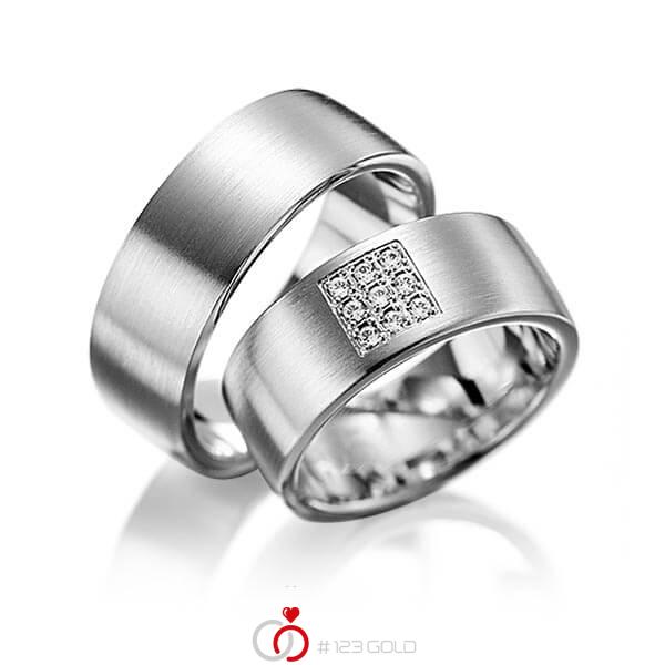 Paar klassische Trauringe/Eheringe in Graugold dunkel 585 mit zus. 0,18 ct. Brillant tw, si von 123gold - Y-1078-2 Paar klassische Trauringe/Eheringe in Graugold dunkel 585 mit zus. 0,18 ct. Brillant tw, si von 123gold - Y-1078-2