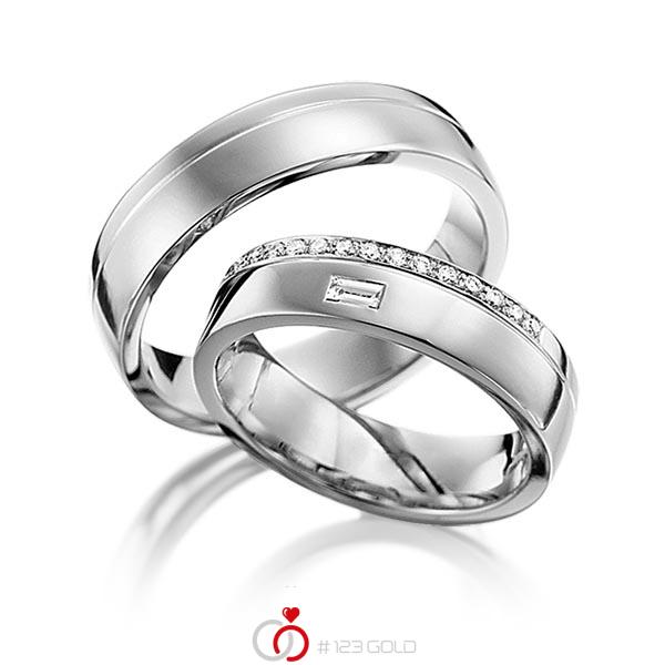 Paar klassische Trauringe/Eheringe in Graugold dunkel 585 mit zus. 0,21 ct. Brillant & Baguette-Diamant tw, si tw, vs von 123gold - Y-1080-5 Paar klassische Trauringe/Eheringe in Graugold dunkel 585 mit zus. 0,21 ct. Brillant & Baguette-Diamant tw, si tw, vs von 123gold - Y-1080-5