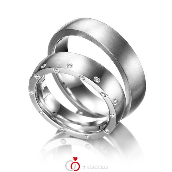 Paar klassische Trauringe/Eheringe in Graugold dunkel 585 mit zus. 0,25 ct. Brillant tw, si von 123gold - Y-1127-2 Paar klassische Trauringe/Eheringe in Graugold dunkel 585 mit zus. 0,25 ct. Brillant tw, si von 123gold - Y-1127-2