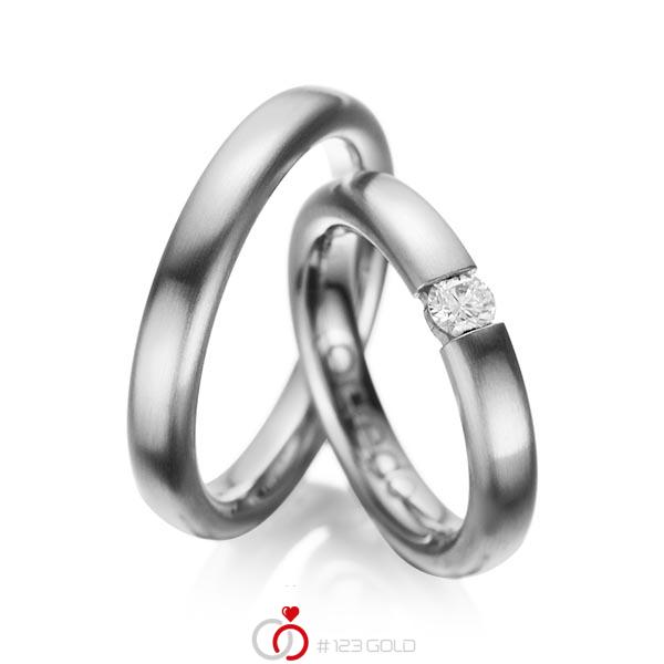 Paar klassische Trauringe/Eheringe in Graugold dunkel 585 mit zus. 0,2 ct. Brillant tw, si von acredo - A-1051-5 Paar klassische Trauringe/Eheringe in Graugold dunkel 585 mit zus. 0,2 ct. Brillant tw, si von acredo - A-1051-5