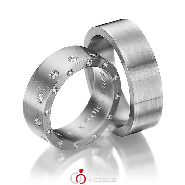 Paar klassische Trauringe/Eheringe in Graugold dunkel 585 mit zus. 0,48 ct. Brillant tw, si von 123gold - Y-1147-4 Paar klassische Trauringe/Eheringe in Graugold dunkel 585 mit zus. 0,48 ct. Brillant tw, si von 123gold - Y-1147-4