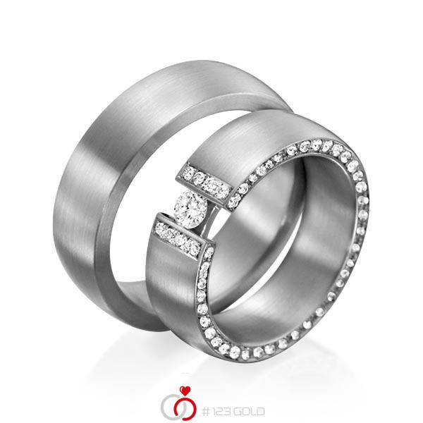 Paar klassische Trauringe/Eheringe in Graugold dunkel 585 mit zus. 0,63 ct. Brillant tw, si tw, vs von 123gold - Y-1278-2 Paar klassische Trauringe/Eheringe in Graugold dunkel 585 mit zus. 0,63 ct. Brillant tw, si tw, vs von 123gold - Y-1278-2